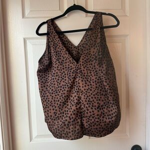 Brown Polka Dot Sleeveless Top